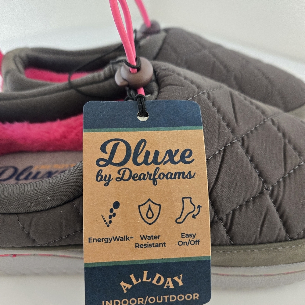 Dearfoams Deluxe Quilted Slippers with Pink Lining 11/12 All Day Indoor /Outdoor